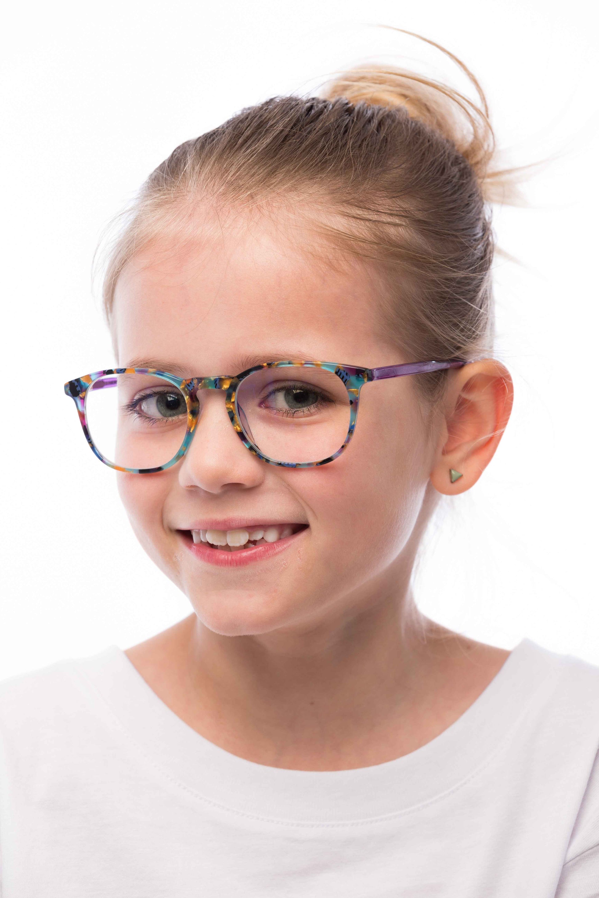 Girl Wearing Elsa Computer Glasses Readers Angled View