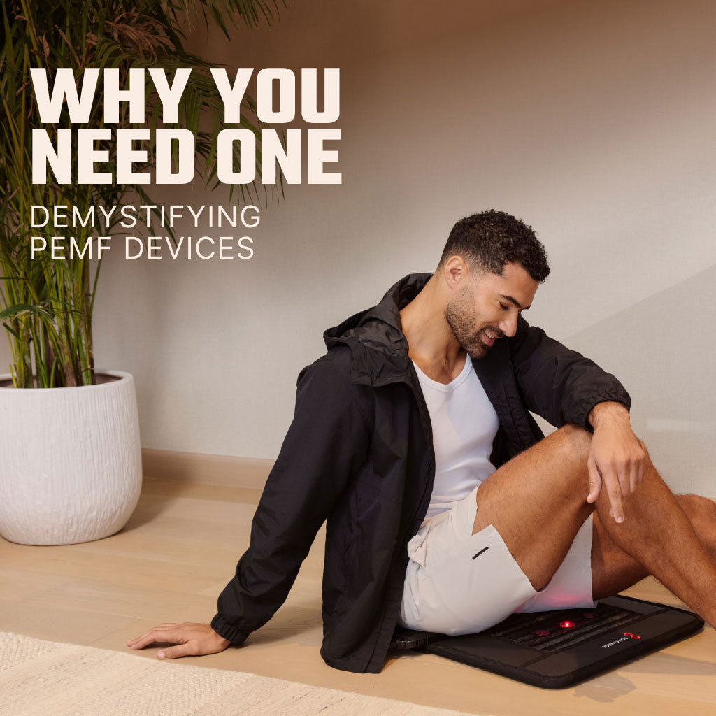 A lady lying on a PEMF Mat
